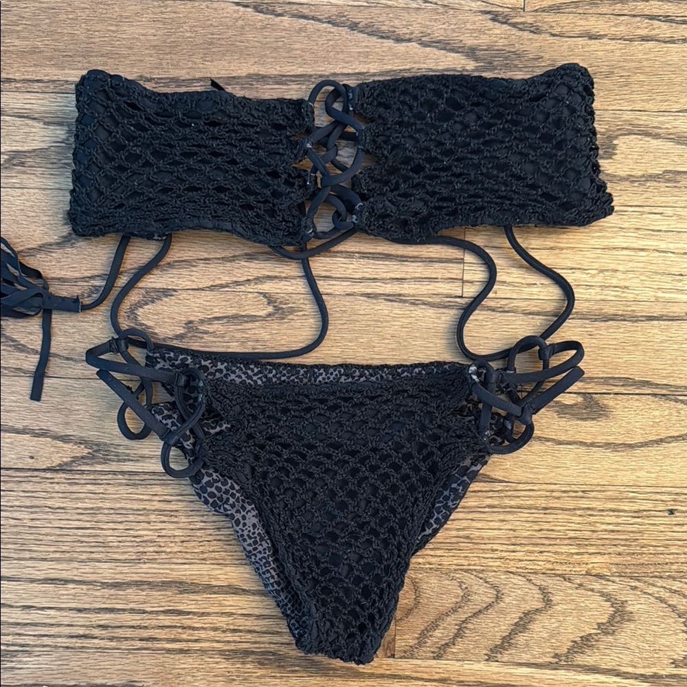 Acacia Swimwear Black Knit Bikini